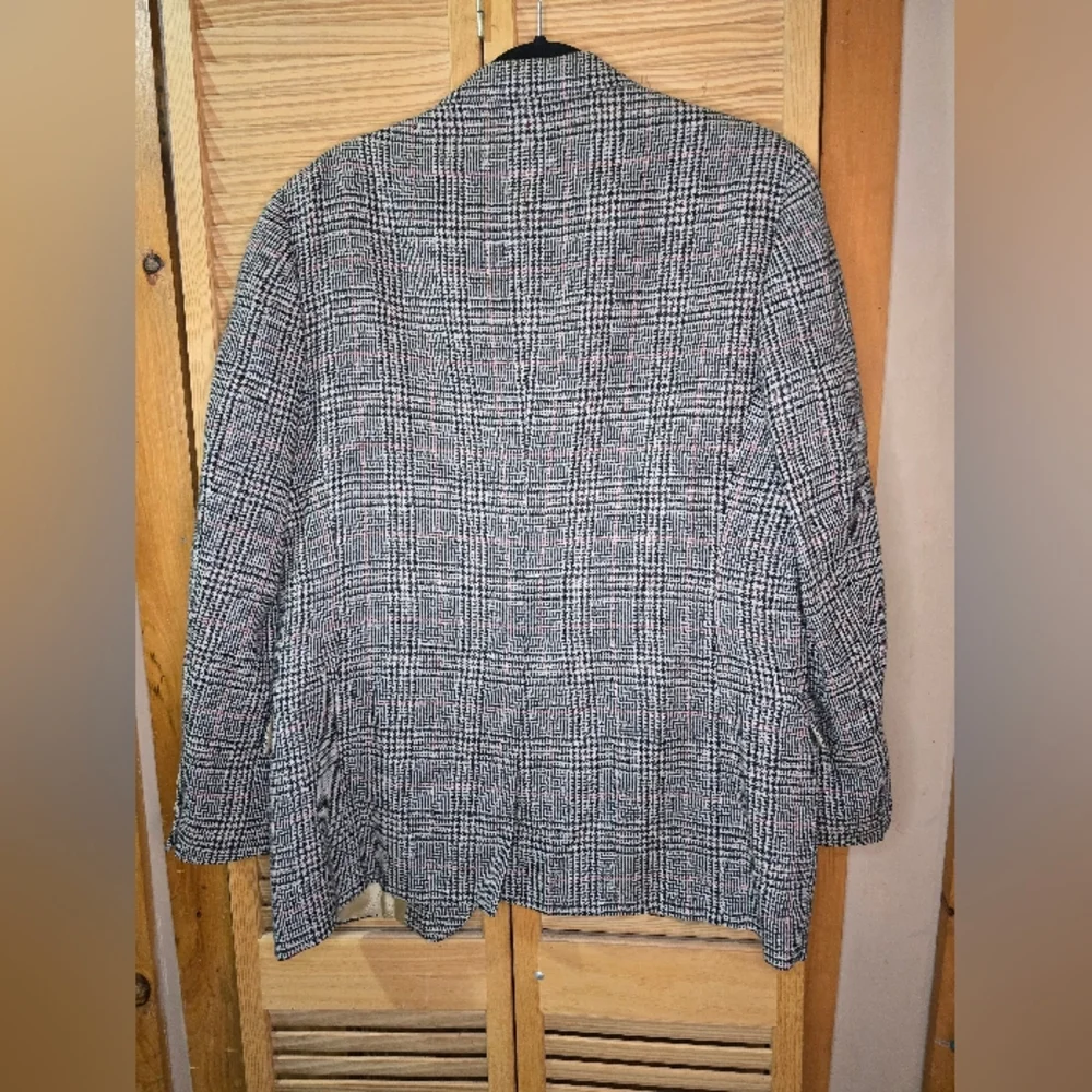 Vintage 90s Black, White, Plaid, and Red Blazer, Polo University by Ralph Lauren